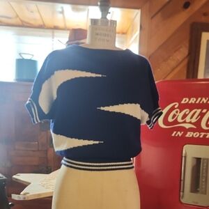 Blue and White Women's Top